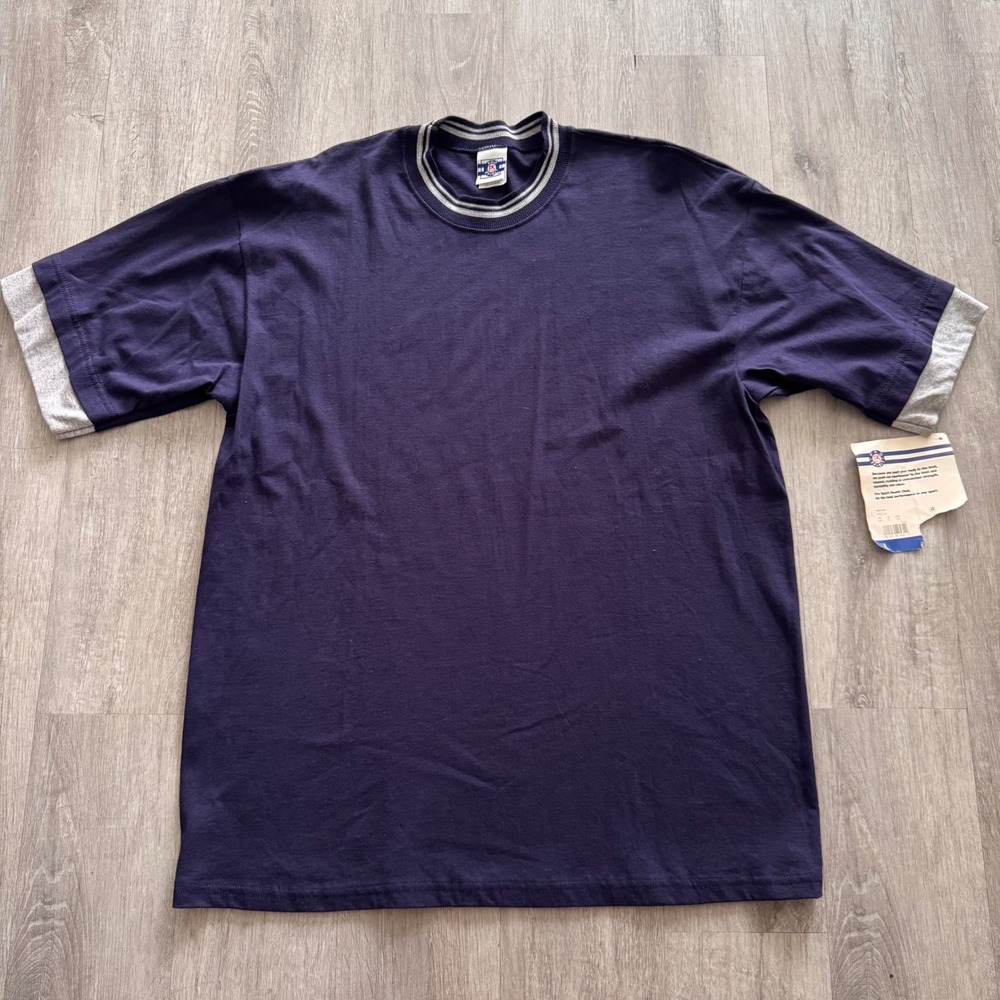 Vintage Pro Spirit T-Shirt Mens Large Navy Blue Ringer Made in USA Deadstock NWT